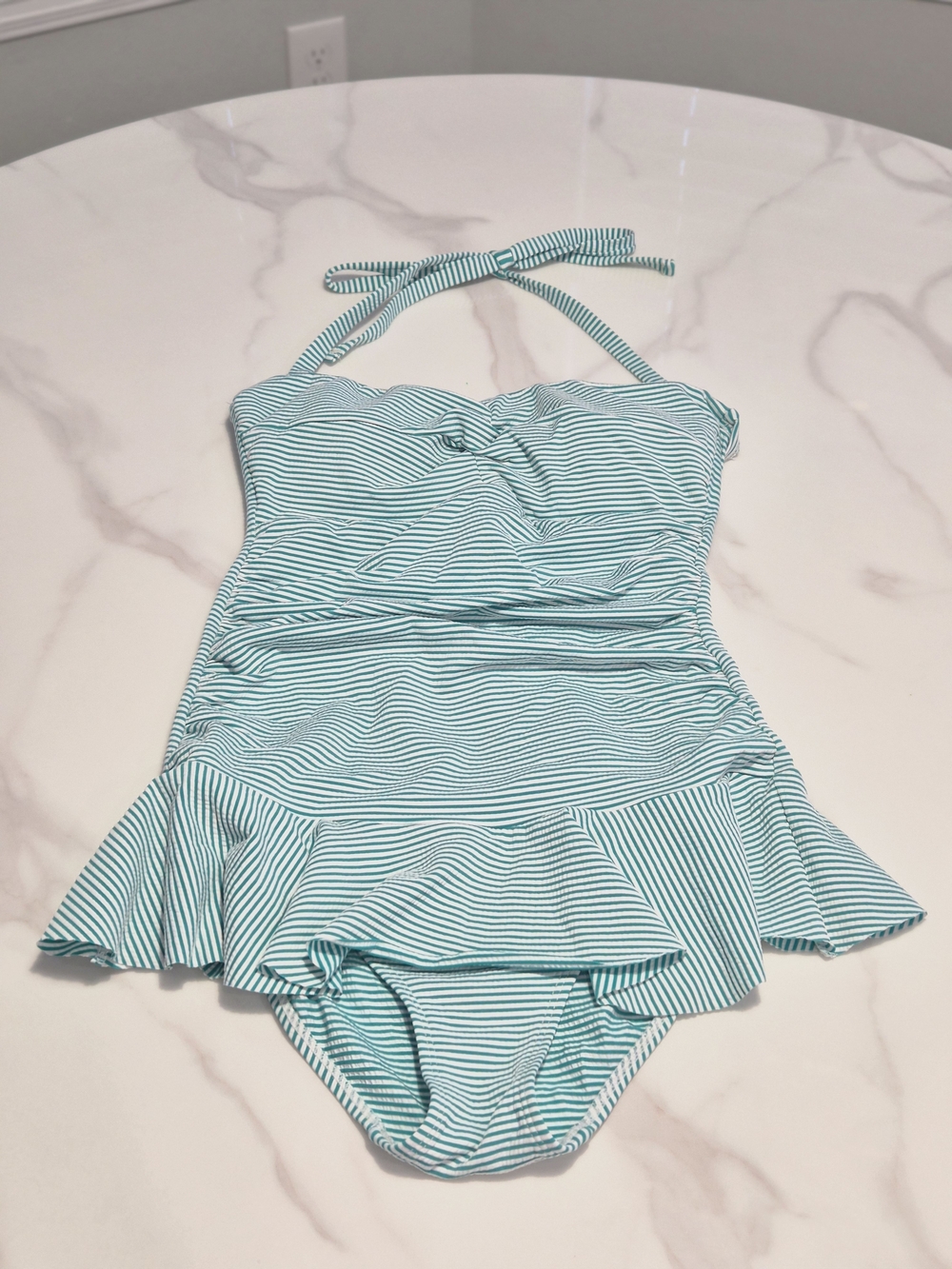 Ralph Lauren Seersucker Swimsuit, size 10, EUC